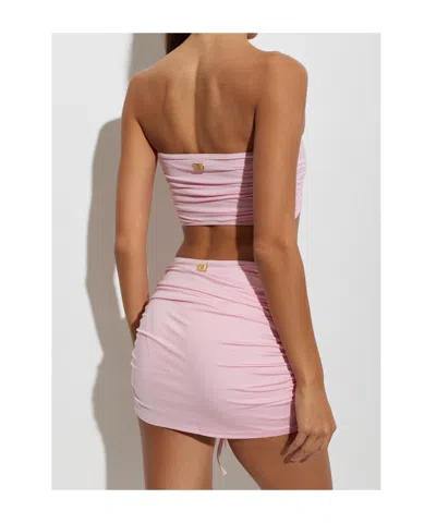 Balmain Ruched Bikini Top In Pink