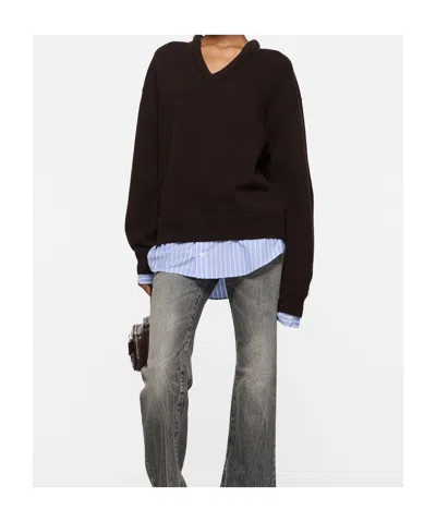 Acne Studios Layered Wool Sweater In Brown