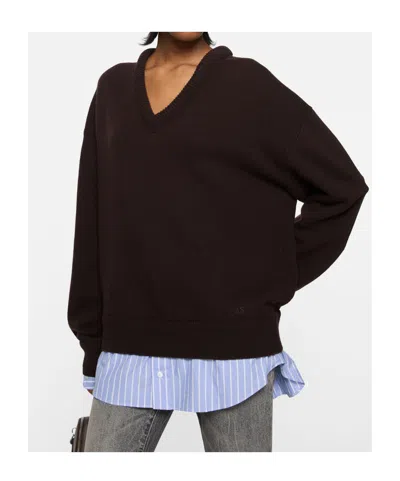 Acne Studios Layered Wool Sweater In Brown