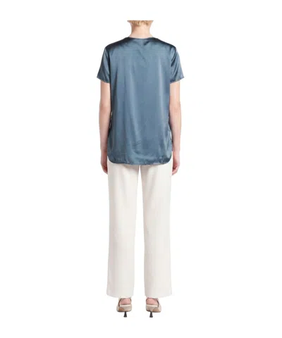 Max Mara Solid Colour Tops In Blue