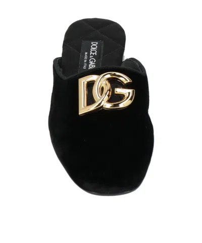 Dolce & Gabbana Solid Color Mules In Black