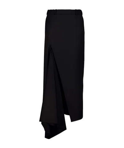 Givenchy Slashed Asymmetric Midi Skirt In Black