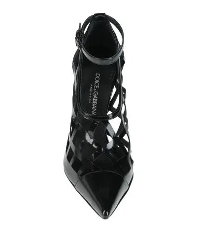 Dolce & Gabbana Glossed-leather Courts In Black