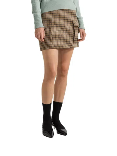 Seventy Check-pattern Flap-pocket Mini Skirt In Brown