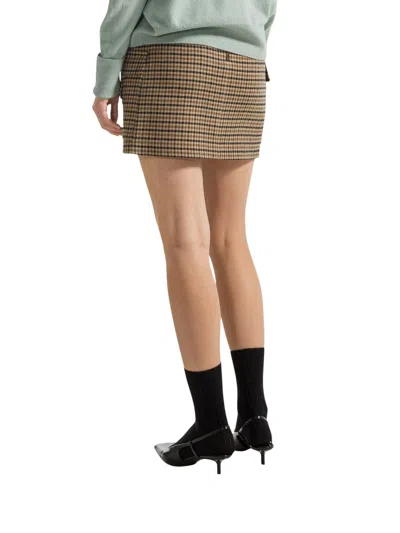 Seventy Check-pattern Flap-pocket Mini Skirt In Brown