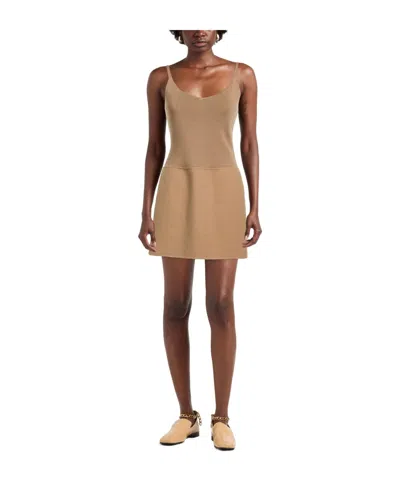 Weekend Max Mara Solid Colour Knit Dresses In Camel