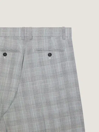 Givenchy Double Pleat Checked Pants In Wool In Gray/black