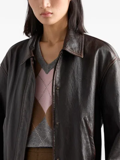 Prada Argyle-pattern V-neck Cashmere Sweater In Multi