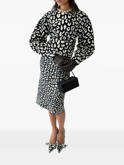 Carolina Herrera Leopard-patterned Sweater In Black