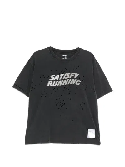 Satisfy Distressed Logo-print T-shirt In Black
