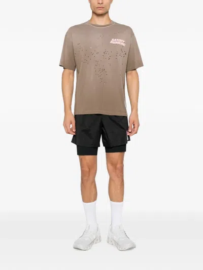 Satisfy Mothtech Distressed T-shirt In Brown