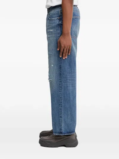 Beams Distressed-effect Jeans In Blue