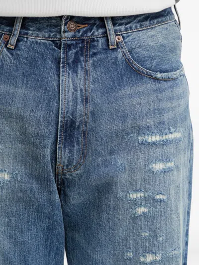 Beams Distressed-effect Jeans In Blue