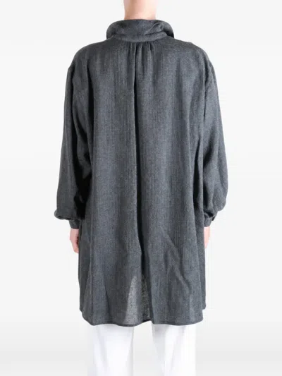 Y's Drawstring-collar Oversized Shirt In Gray