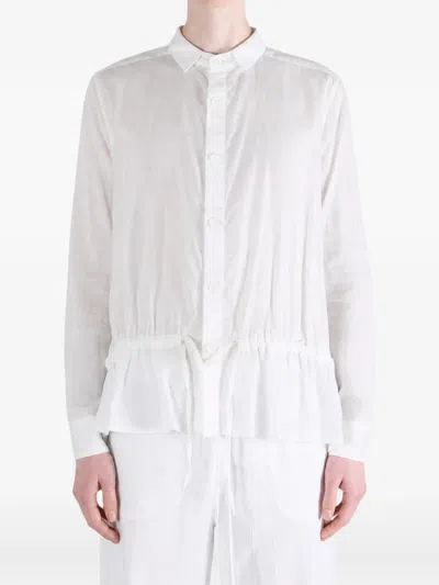 Y's Drawstring Peplum-hem Shirt In White