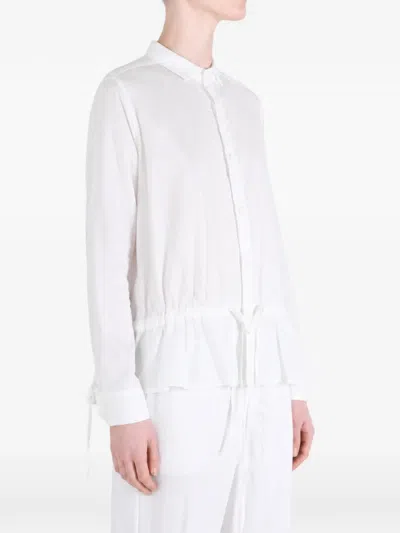 Y's Drawstring Peplum-hem Shirt In White