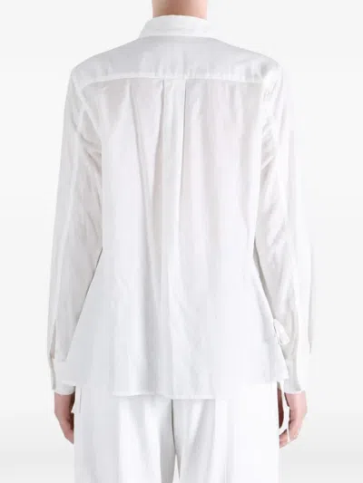 Y's Drawstring Peplum-hem Shirt In White