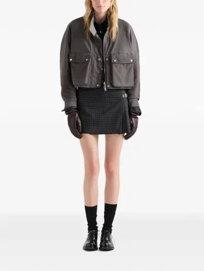 Prada Washed Re-nylon Blouson Jacket In Gray