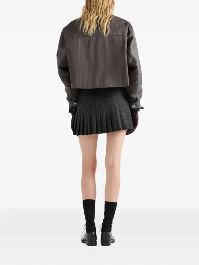 Prada Washed Re-nylon Blouson Jacket In Gray