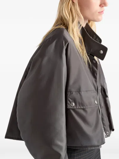 Prada Washed Re-nylon Blouson Jacket In Gray