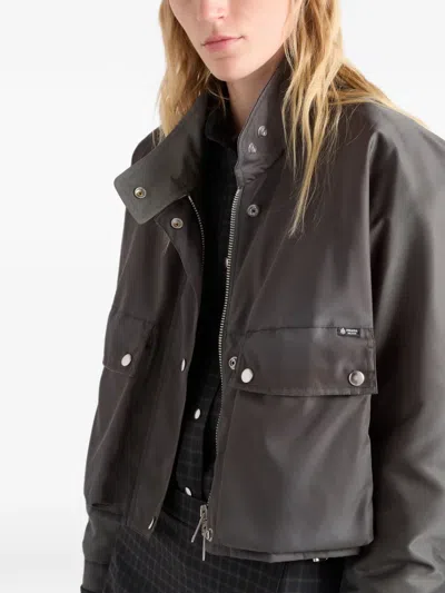 Prada Washed Re-nylon Blouson Jacket In Gray