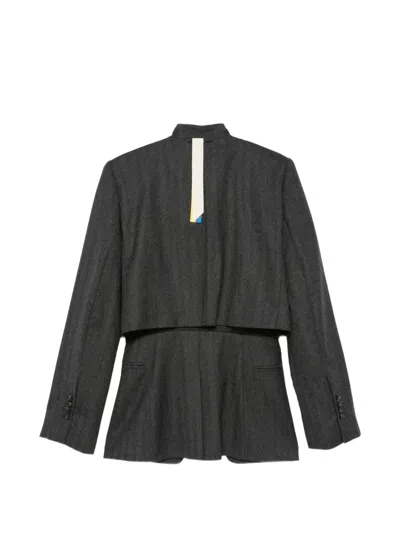 Litkovska Button-up Layered-back Jacket In Gray