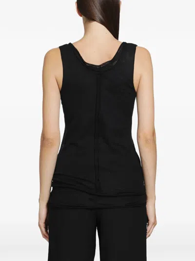 Yehuafan Button-front Layered-effect Tank Top In Black