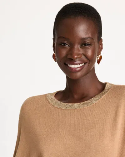 Chico's Sequined Cape Sleeve Pullover In Toffee Tan In Toffee Tan