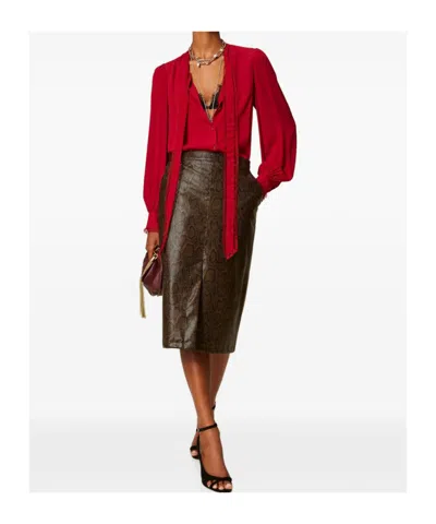 Twinset Python-print Midi Skirt In Brown