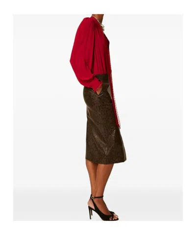 Twinset Python-print Midi Skirt In Brown