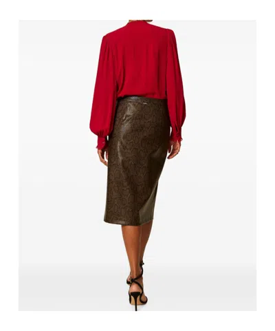 Twinset Python-print Midi Skirt In Brown