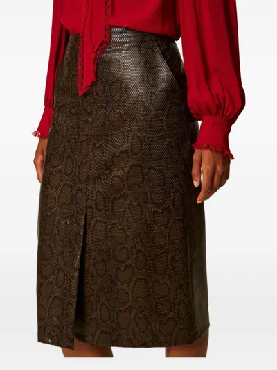 Twinset Python-print Midi Skirt In Brown
