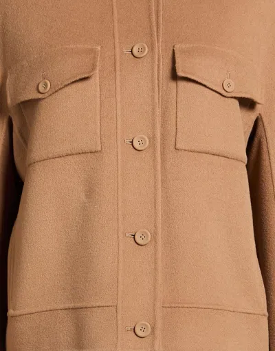 Max Mara Minimalist Woolen Singlebreasted Coat In Camel