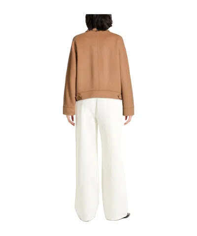 Max Mara Minimalist Woolen Singlebreasted Coat In Camel