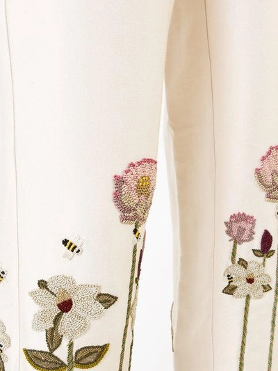 Shop Vilshenko Embroidered Flower Cropped Trousers In White