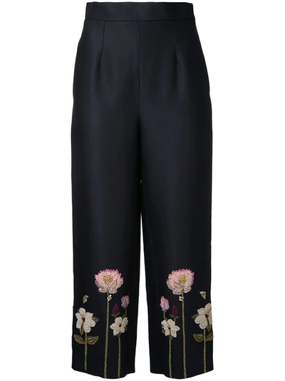 Vilshenko Cropped-hose Mit Blumenstickerei In Black