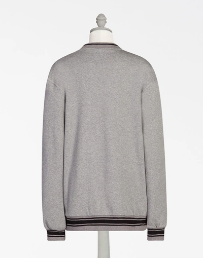 Shop Dolce & Gabbana Cotton Sweatshirt With Patch In Grey