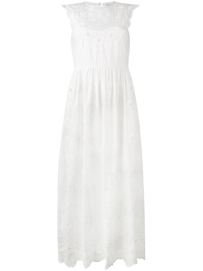 Red Valentino Floral-embroidered Cotton Dress In Ivory