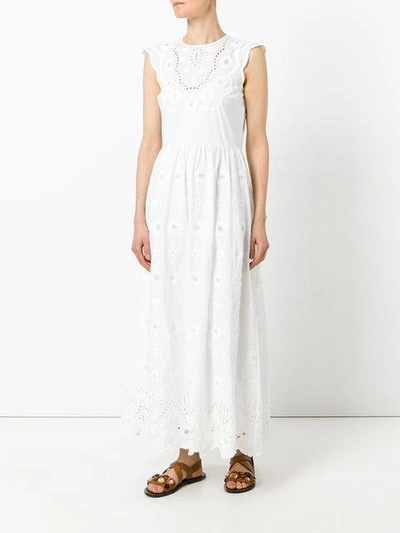 Shop Red Valentino Embroidered Detail Dress - White