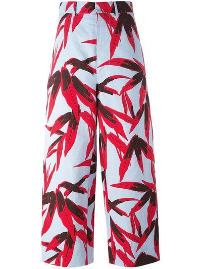 Shop Marni - Swash Print Trousers  In Blue