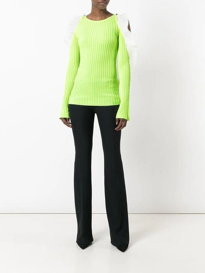 Shop David Koma Cut-out Ruffle Jumper - Green