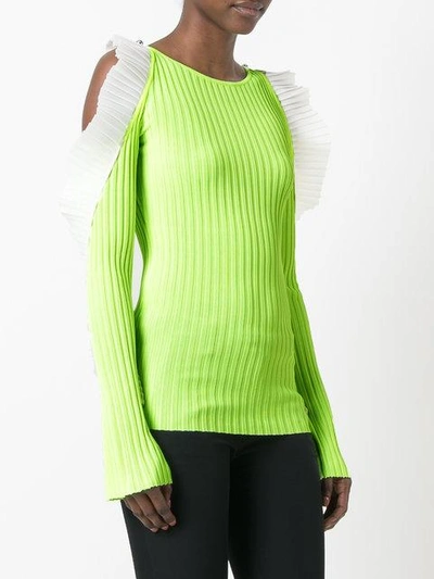 Shop David Koma Cut-out Ruffle Jumper - Green