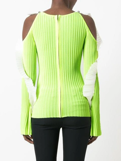 Shop David Koma Cut-out Ruffle Jumper - Green