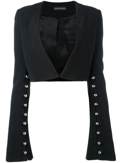 David Koma Studded Cropped Jacket In Black