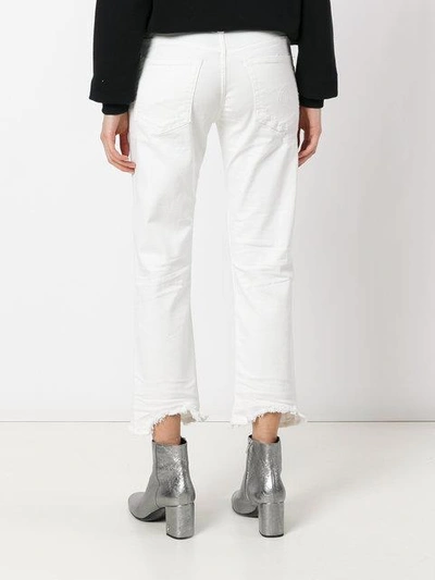 Shop R13 Shredded Boy Cropped Jeans In White
