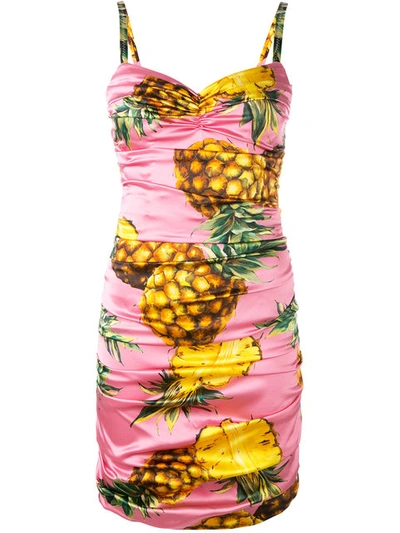 dolce and gabbana pink pineapple dress Dolce & Gabbana Pineapple Print Cotton Dress