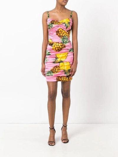 Shop Dolce & Gabbana Pineapple Print Mini Dress In Pink