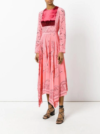 Shop Valentino Swallow Metamorphosis Dress In Pink