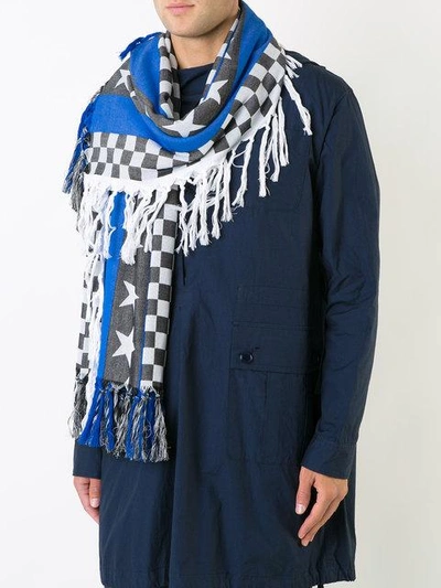 Shop Undercover Tasseled Pattern Scarf In Blue