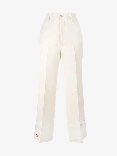Shop Gucci Loved Embroidered Wide-leg Trousers
